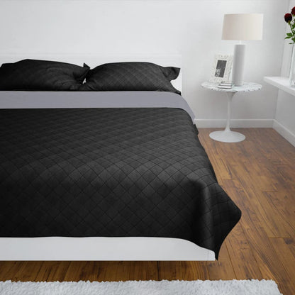 vidaXL Couvre-lit réversible matelassé noir/gris 170x210 cm