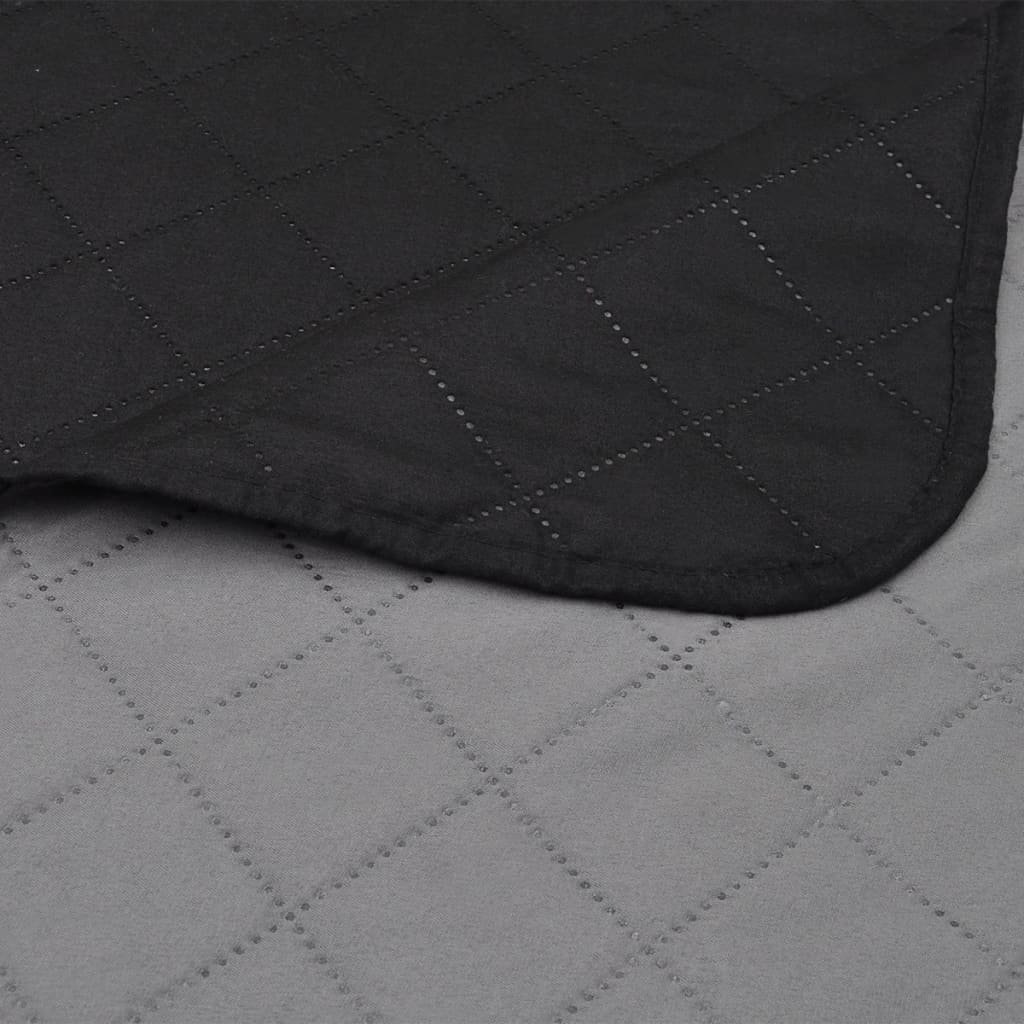 vidaXL Couvre-lit réversible matelassé noir/gris 170x210 cm