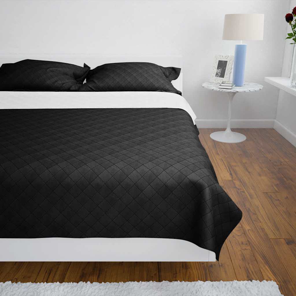 vidaXL Couvre-lit double face matelassé Noir/Blanc 170x210 cm
