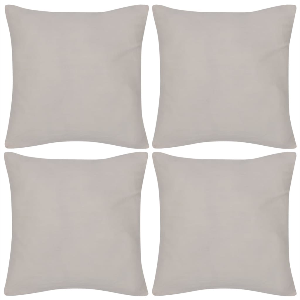 4 beige Kissenbezüge Baumwolle 40 x 40 cm