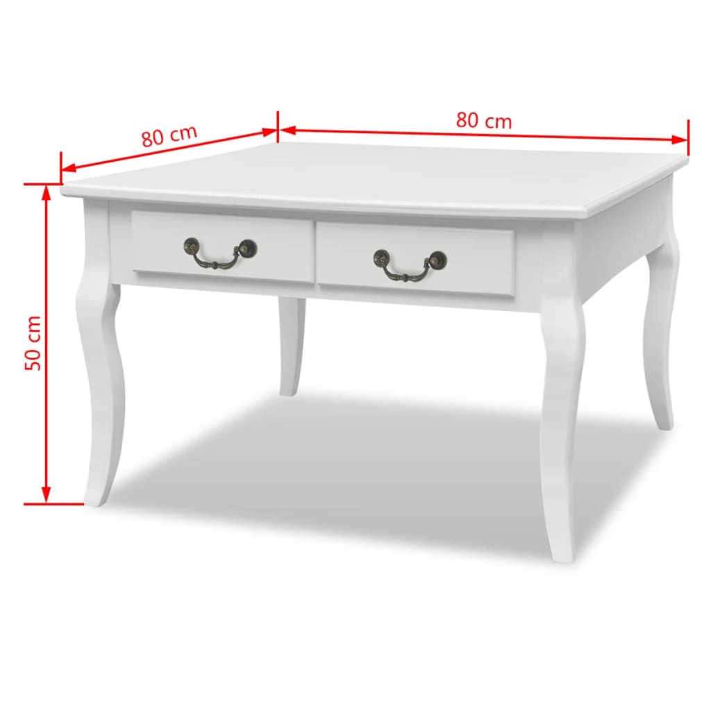vidaXL Couchtisch mit 4 Schubladen Weiß