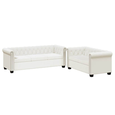 vidaXL Chesterfield-Sofas 2-Sitzer und 3-Sitzer Kunstleder Weiß