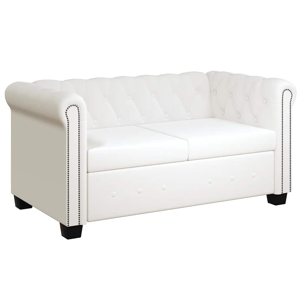vidaXL Chesterfield-Sofas 2-Sitzer und 3-Sitzer Kunstleder Weiß