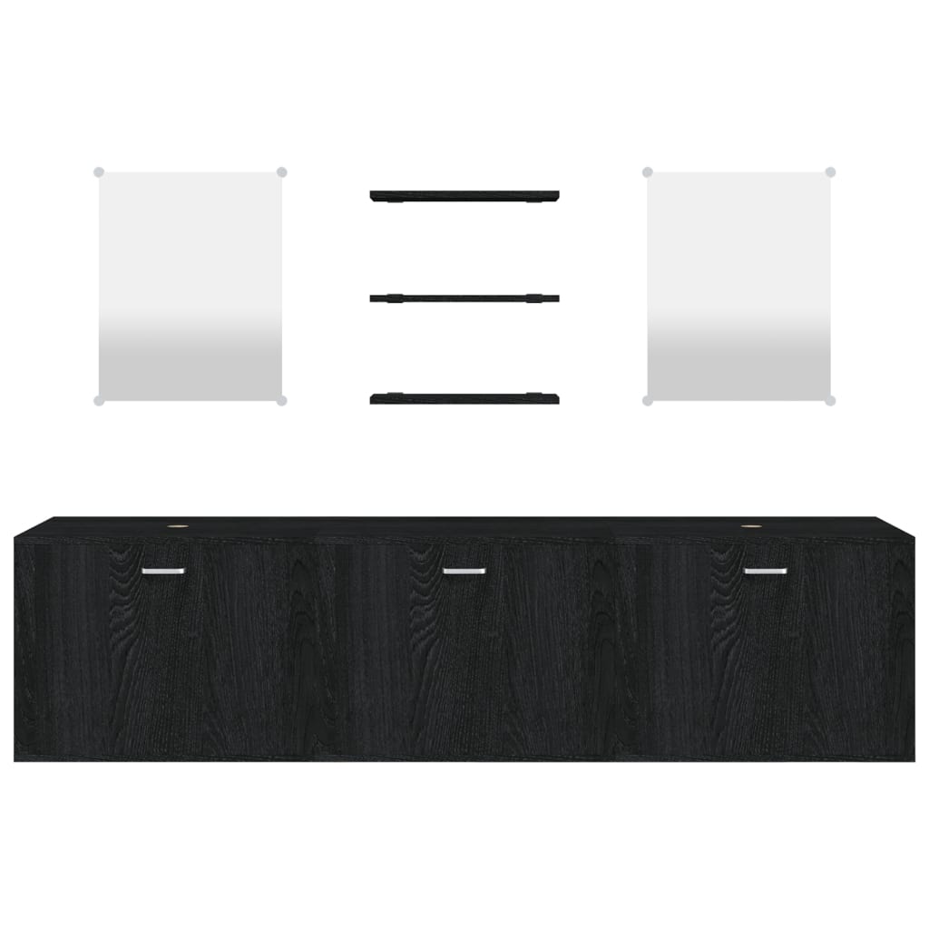 vidaXL 6-tlg. Badmöbel-Set Schwarz Holzwerkstoff