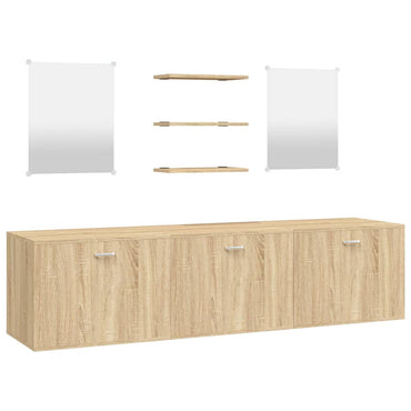vidaXL 6-tlg. Badmöbel-Set Eichen-Optik Holzwerkstoff