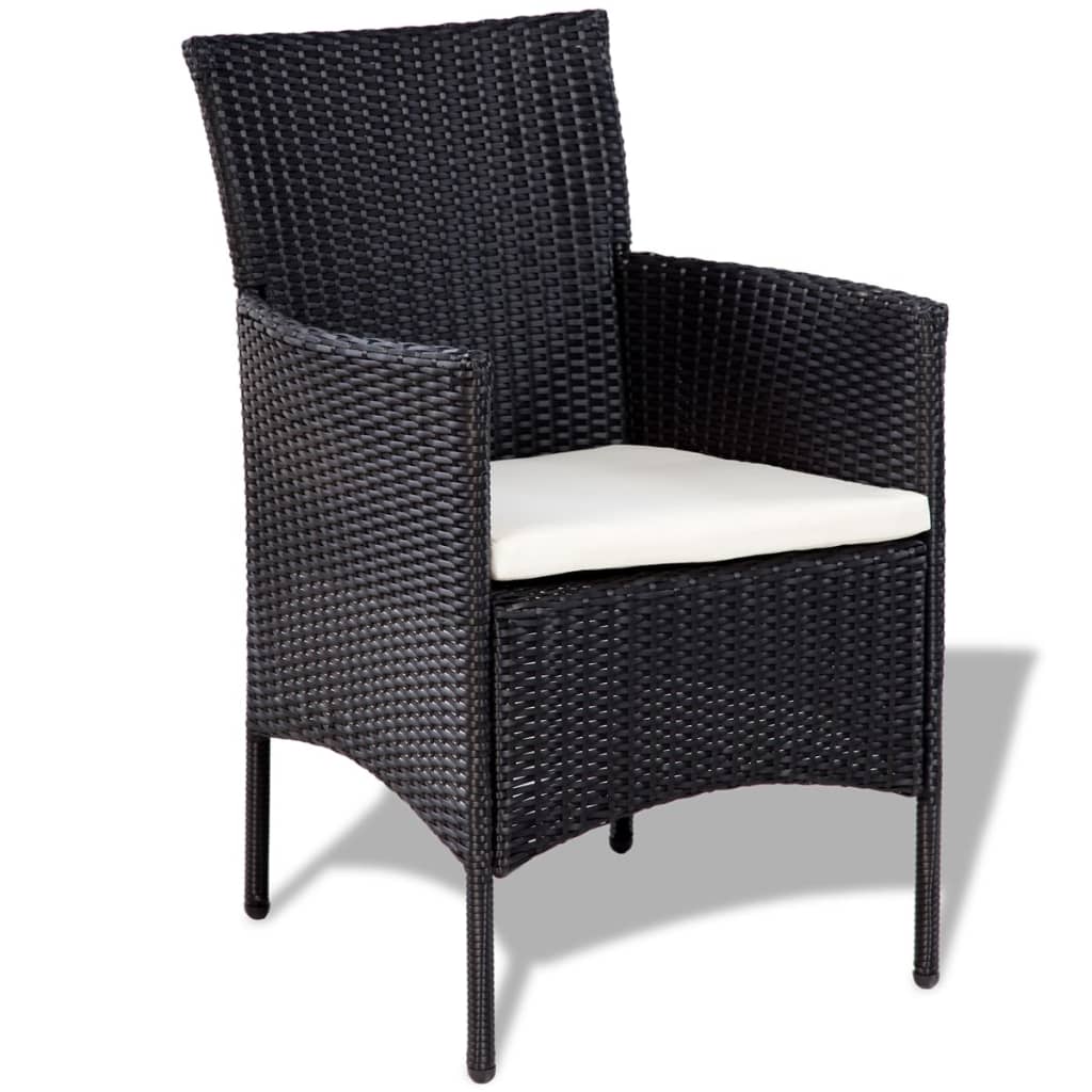 vidaXL 4-tlg. Garten-Lounge-Set mit Auflagen Poly Rattan Schwarz