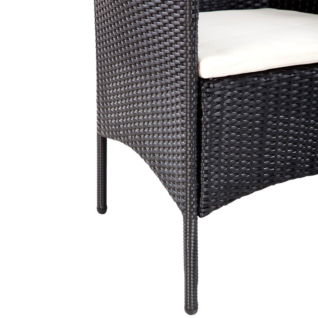 vidaXL 4-tlg. Garten-Lounge-Set mit Auflagen Poly Rattan Schwarz