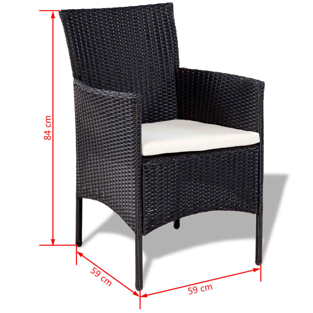 vidaXL 4-tlg. Garten-Lounge-Set mit Auflagen Poly Rattan Schwarz