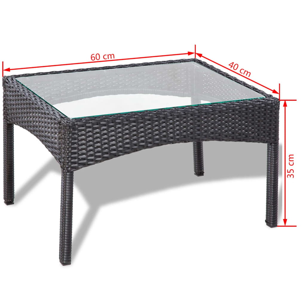 vidaXL 4-tlg. Garten-Lounge-Set mit Auflagen Poly Rattan Schwarz