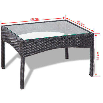 vidaXL 4-tlg. Garten-Lounge-Set mit Auflagen Poly Rattan Schwarz
