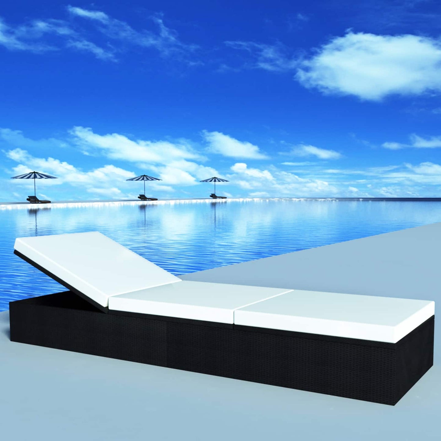 Sonnenliege Schwarz Poly-Rattan