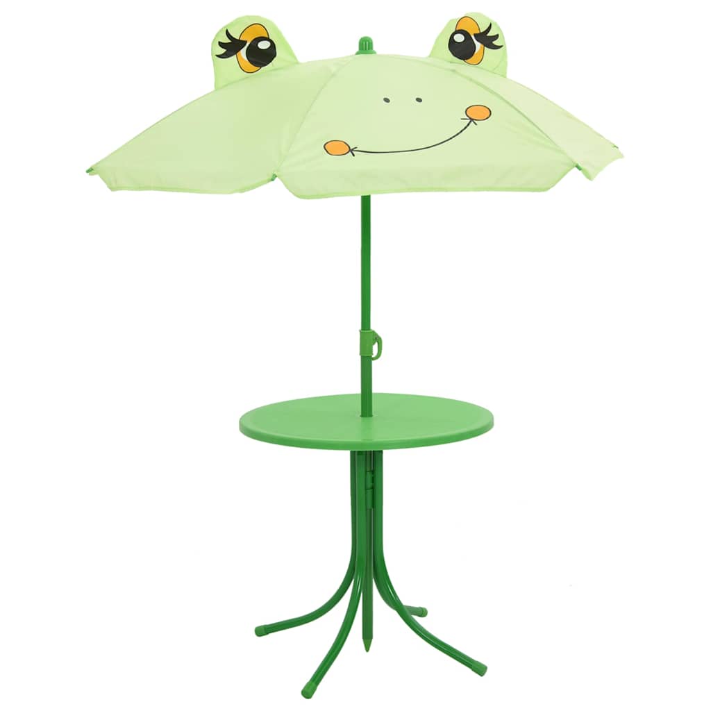 3-tlg. Garten-Bistro-Set für Kinder mit Sonnenschirm Grün