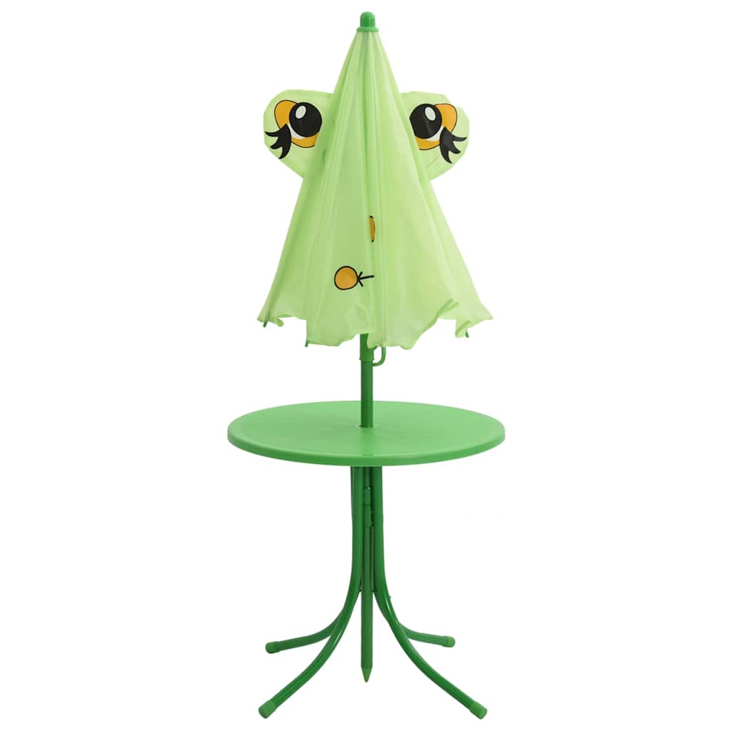 3-tlg. Garten-Bistro-Set für Kinder mit Sonnenschirm Grün