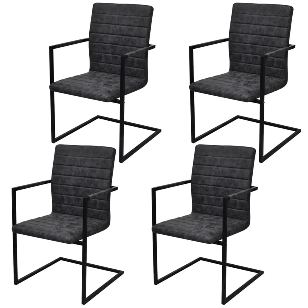 vidaXL Chaises cantilever 4 pcs Similicuir Noir