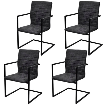 vidaXL Chaises cantilever 4 pcs Similicuir Noir