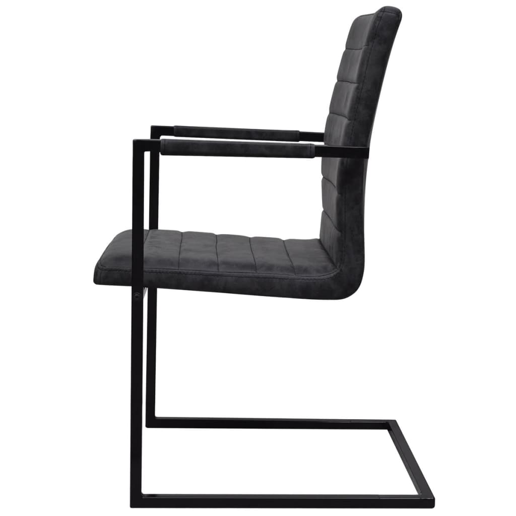 vidaXL Chaises cantilever 4 pcs Similicuir Noir