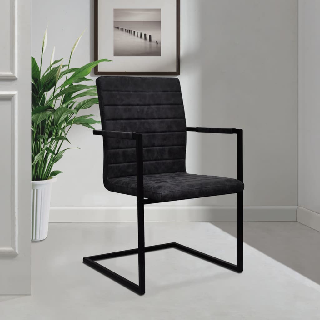 vidaXL Chaises cantilever 4 pcs Similicuir Noir