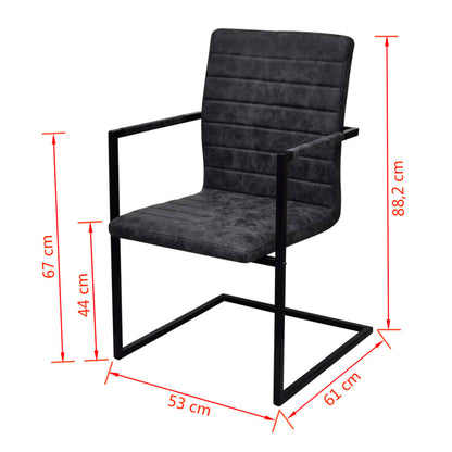 vidaXL Chaises cantilever 4 pcs Similicuir Noir