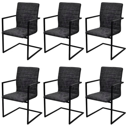 vidaXL Chaises cantilever 6 pcs Similicuir noir