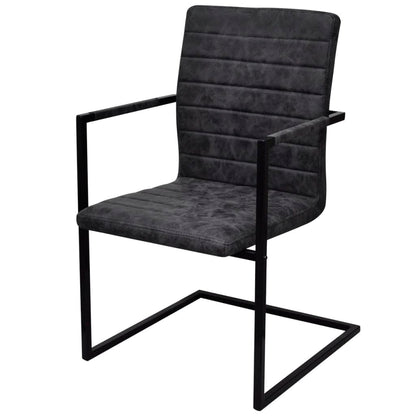vidaXL Chaises cantilever 6 pcs Similicuir noir