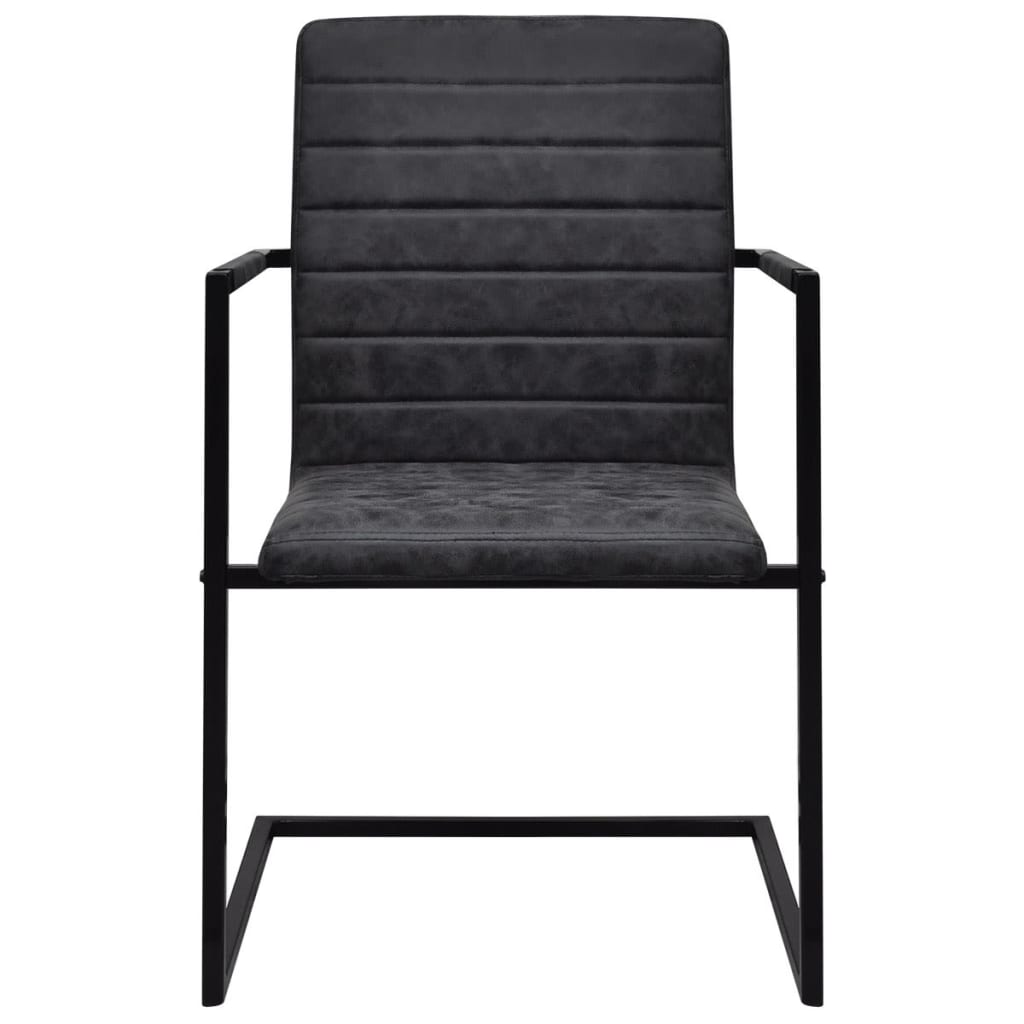 vidaXL Chaises cantilever 6 pcs Similicuir noir