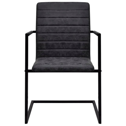 vidaXL Chaises cantilever 6 pcs Similicuir noir