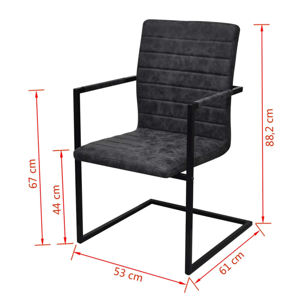 vidaXL Chaises cantilever 6 pcs Similicuir noir