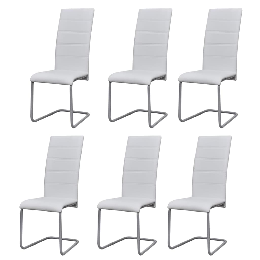 vidaXL Chaise cantilever 6 pcs Blanc Similicuir