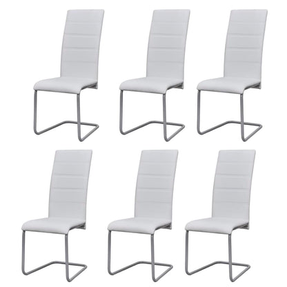 vidaXL Chaise cantilever 6 pcs Blanc Similicuir