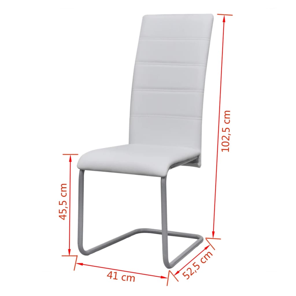 vidaXL Chaise cantilever 6 pcs Blanc Similicuir