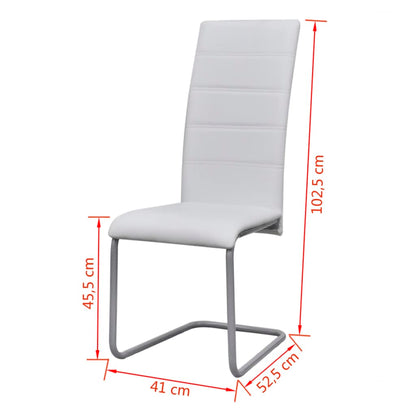 vidaXL Chaise cantilever 6 pcs Blanc Similicuir