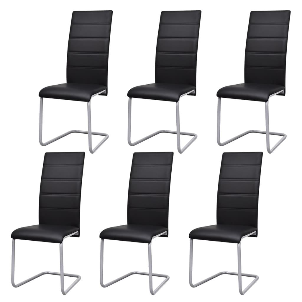 vidaXL Chaises cantilever 6 pcs Similicuir Noir