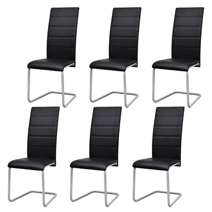 vidaXL Chaises cantilever 6 pcs Similicuir Noir