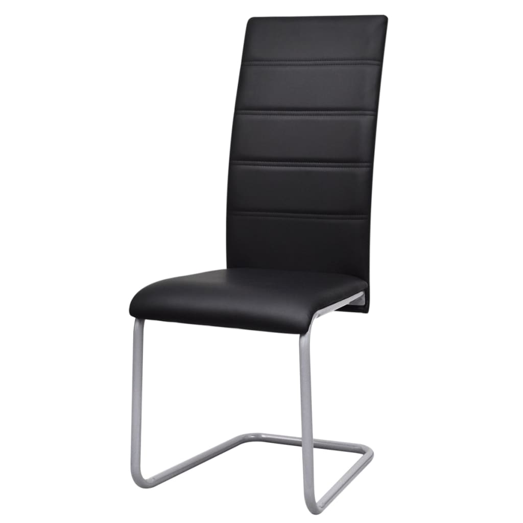 vidaXL Chaises cantilever 6 pcs Similicuir Noir