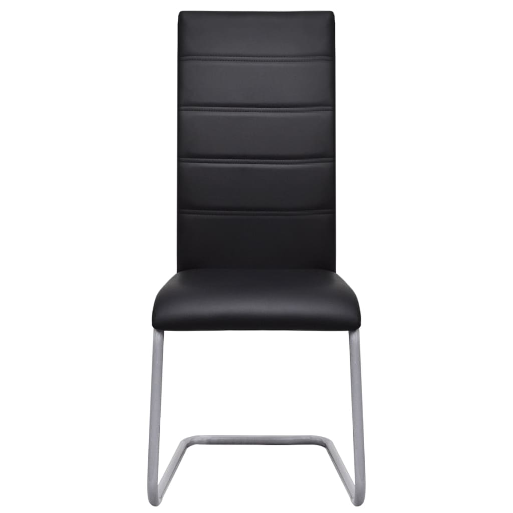 vidaXL Chaises cantilever 6 pcs Similicuir Noir