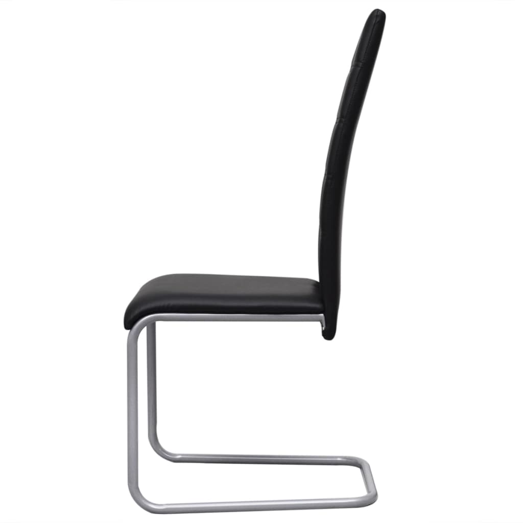 vidaXL Chaises cantilever 6 pcs Similicuir Noir