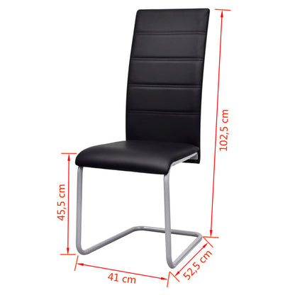 vidaXL Chaises cantilever 6 pcs Similicuir Noir
