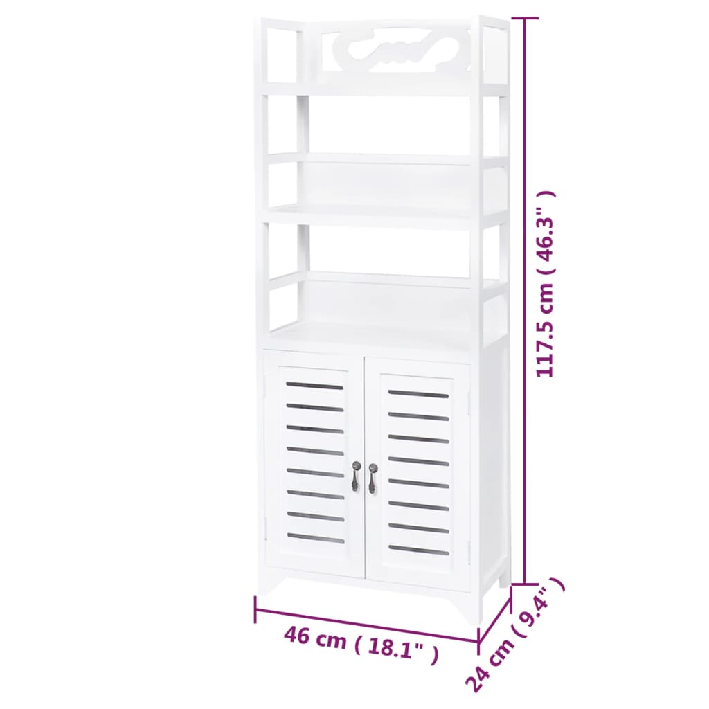 vidaXL Badezimmerschrank Albuquerque Holz Weiß 46x24x117,5 cm
