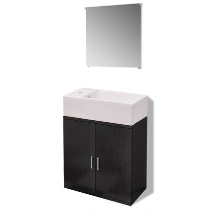vidaXL 3-tlg. Badmöbel-Set mit Waschbecken Schwarz