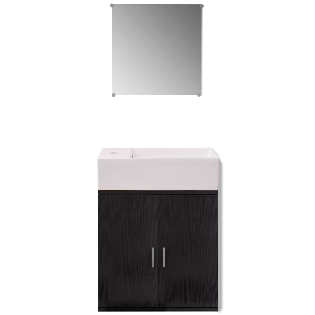 vidaXL 3-tlg. Badmöbel-Set mit Waschbecken Schwarz