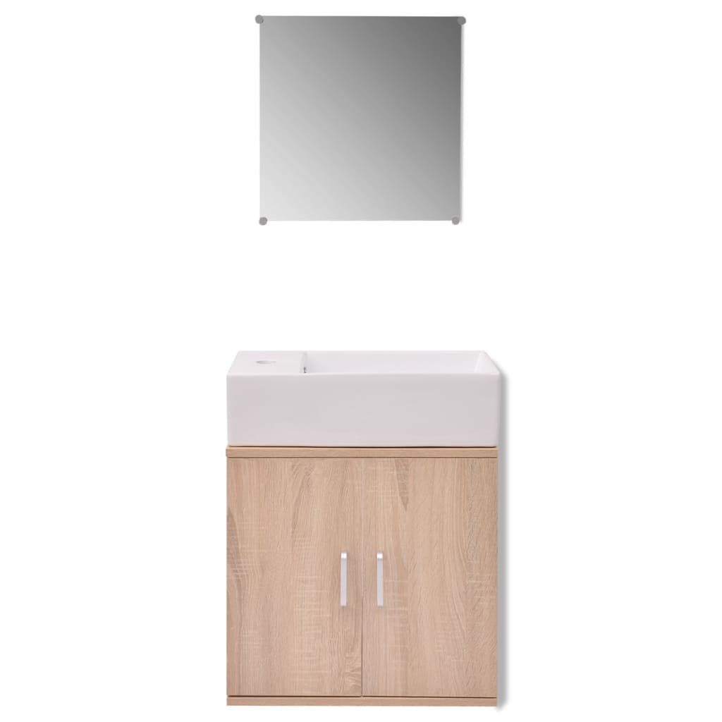 vidaXL 3-tlg. Badmöbel-Set mit Waschbecken Beige