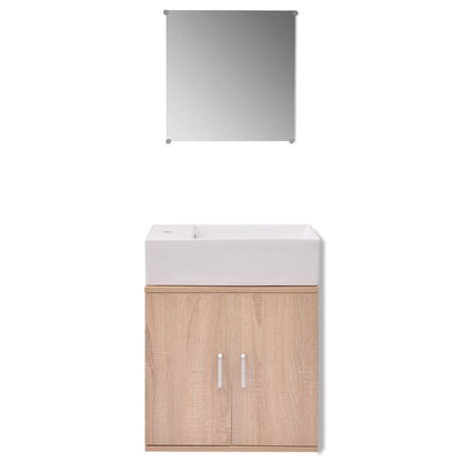 vidaXL 3-tlg. Badmöbel-Set mit Waschbecken Beige