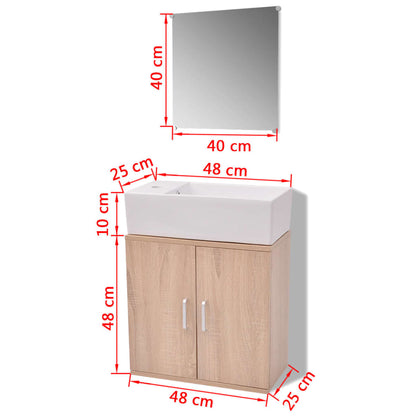 vidaXL 3-tlg. Badmöbel-Set mit Waschbecken Beige