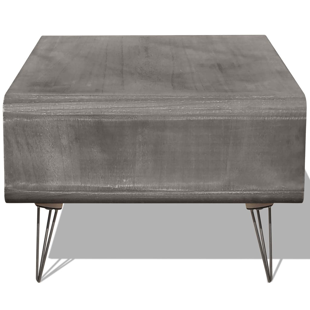 vidaXL Couchtisch 90×55,5×38,5 cm Massivholz Paulownia Grau