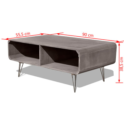 vidaXL Couchtisch 90×55,5×38,5 cm Massivholz Paulownia Grau