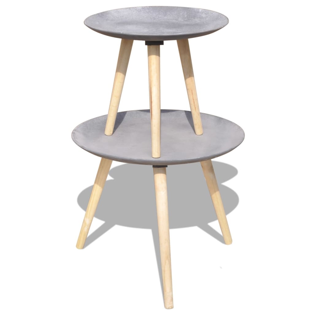 vidaXL 2-tlg. Beistelltisch/Couchtisch-Set 55 cm & 44 cm Betongrau