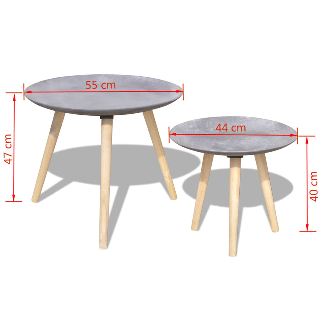 vidaXL 2-tlg. Beistelltisch/Couchtisch-Set 55 cm & 44 cm Betongrau