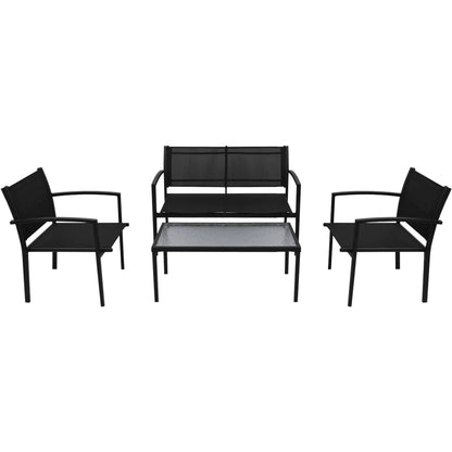 vidaXL 4-tlg. Garten-Lounge-Set Textilene Schwarz