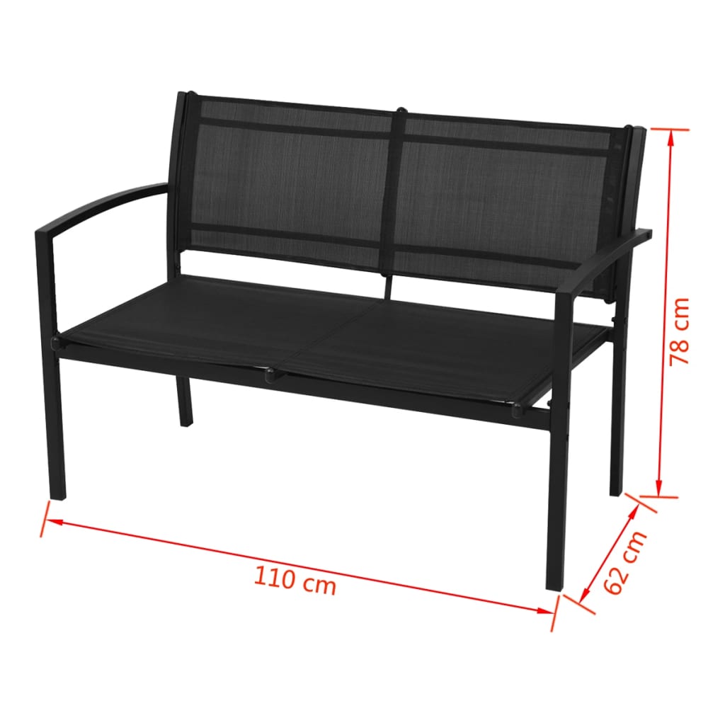 vidaXL 4-tlg. Garten-Lounge-Set Textilene Schwarz