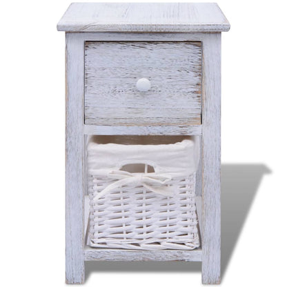 vidaXL Table de chevet en bois blanc